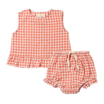 Vignette Aria Set | Coral Plaid