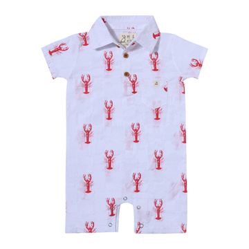 Me & Henry Molokai Printed Romper | White Lobster