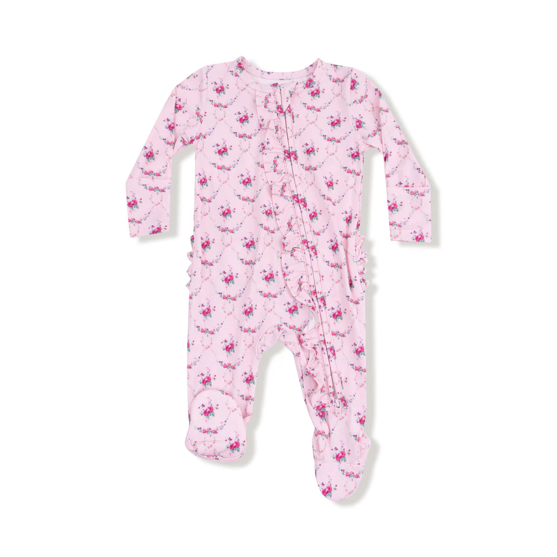 Angel Dear 2 Way Ruffle Zipper Footie II Rose Garden Trellis