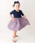 Ruffle Butts Short Sleeve Knit Twirl Dress- Red White and Bloom
