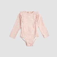 Miles the Label Peach Shell Print on Pink Long Sleeve Swimsuit