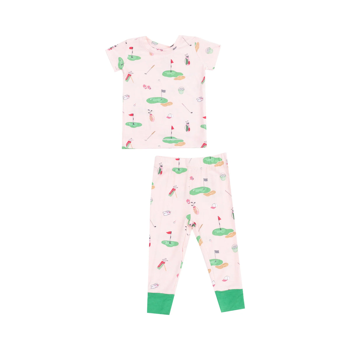 Angel Dear Golf Things Pink Short Sleeve Loungewear Set
