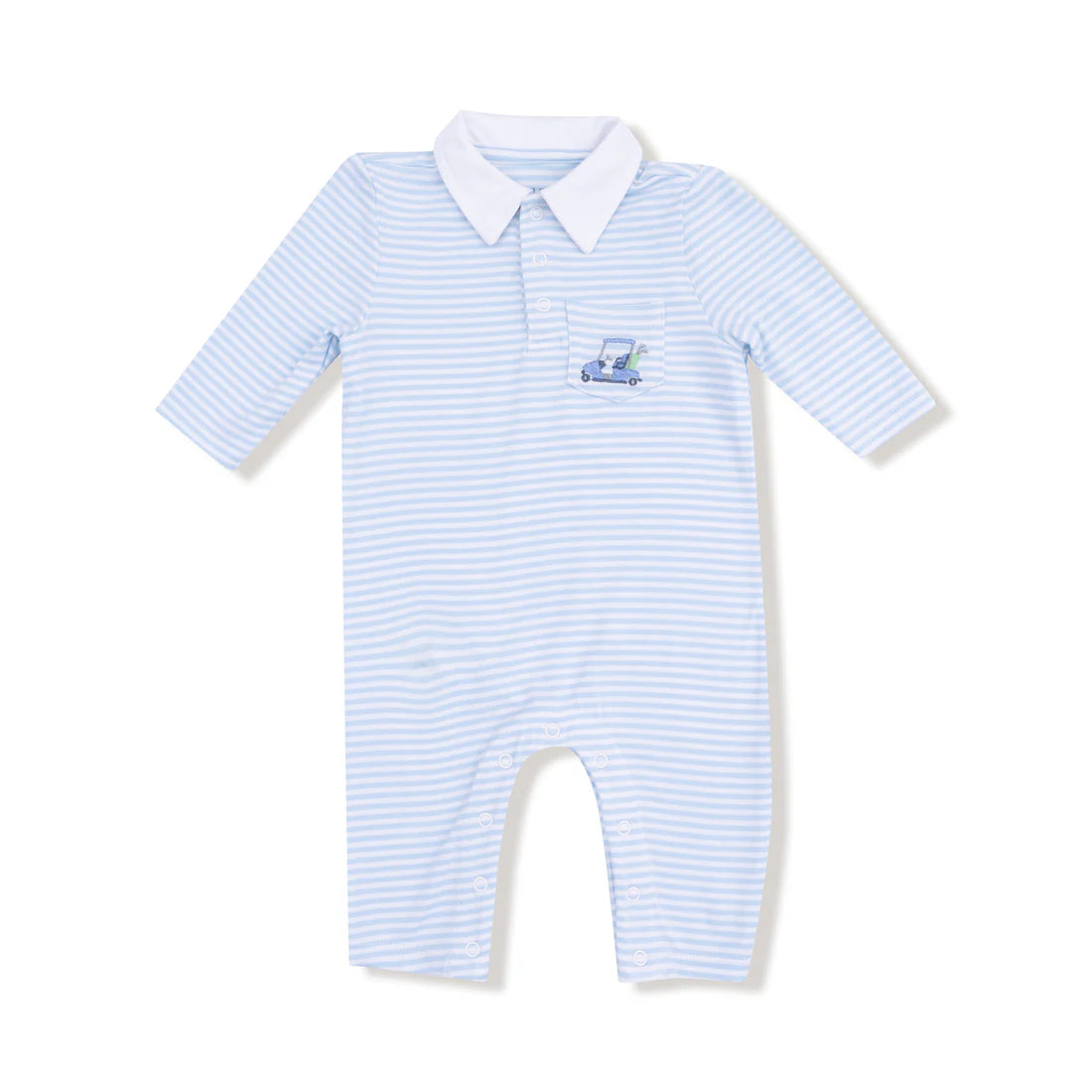 Angel Dear Polo Romper II Baby Golf Carts - Blue Stripe