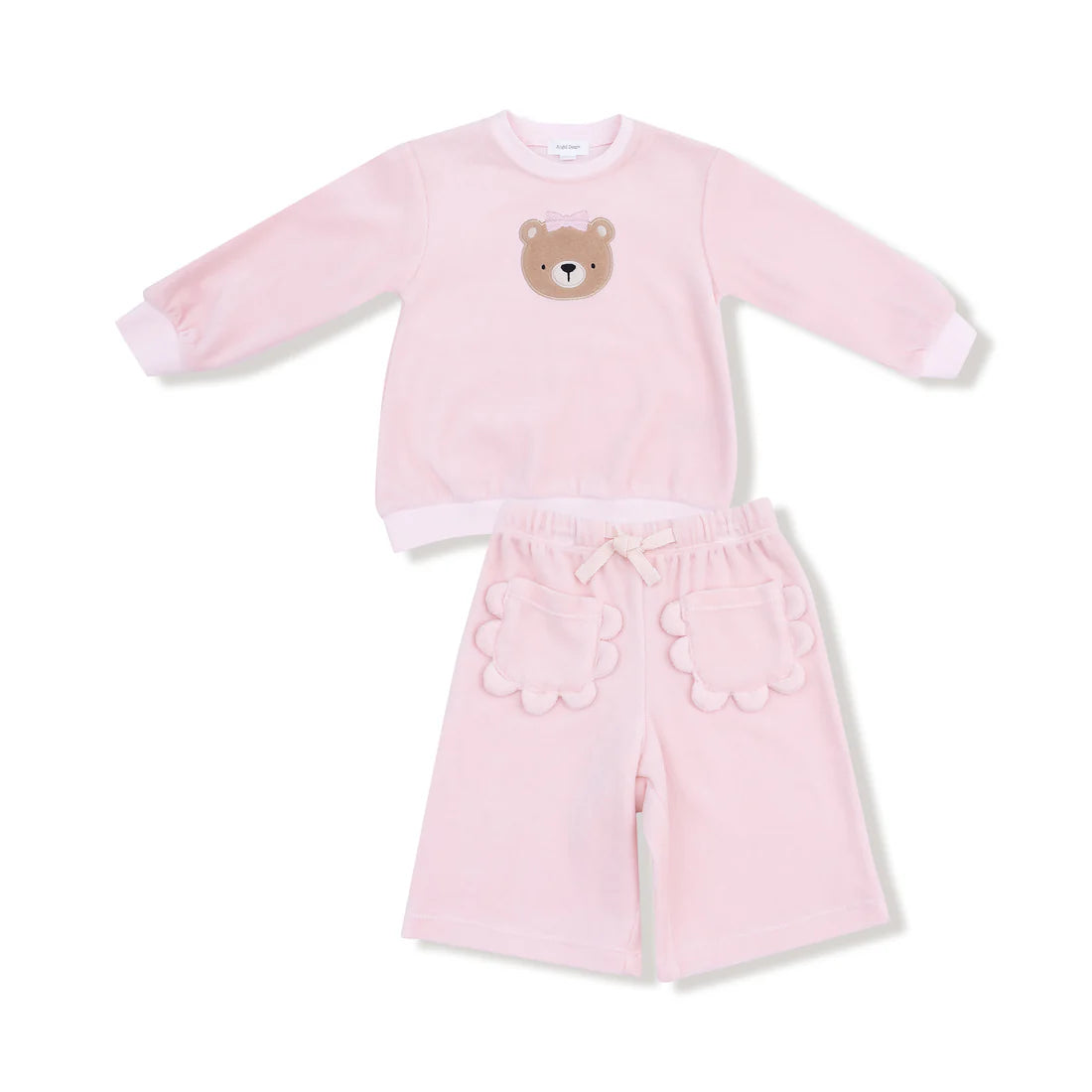 Angel Dear   Oversized Shirt with Wide Leg Pant Set II Velour Teddy Bear