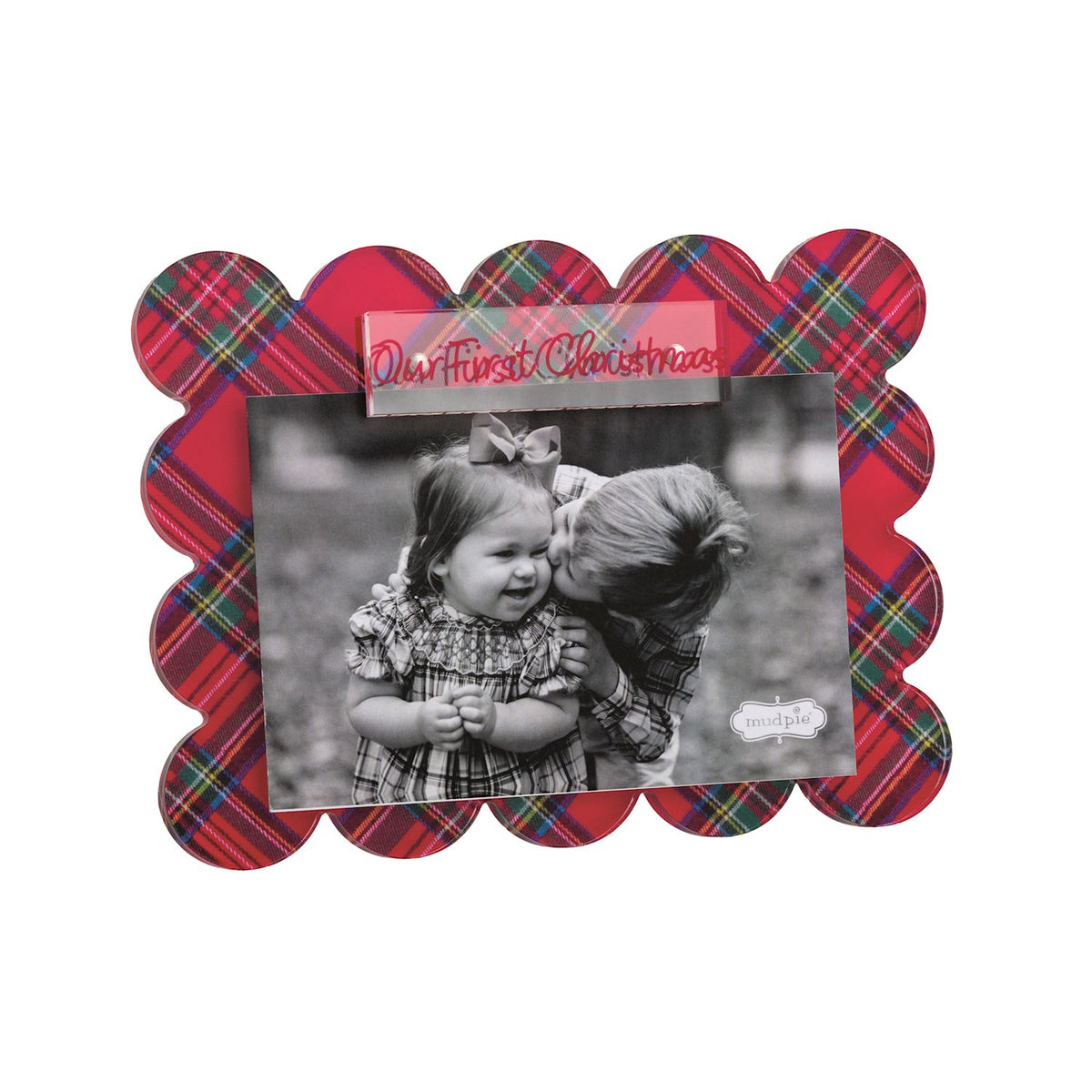 Mud Pie  Our First Christmas Scallop Tartan Frame