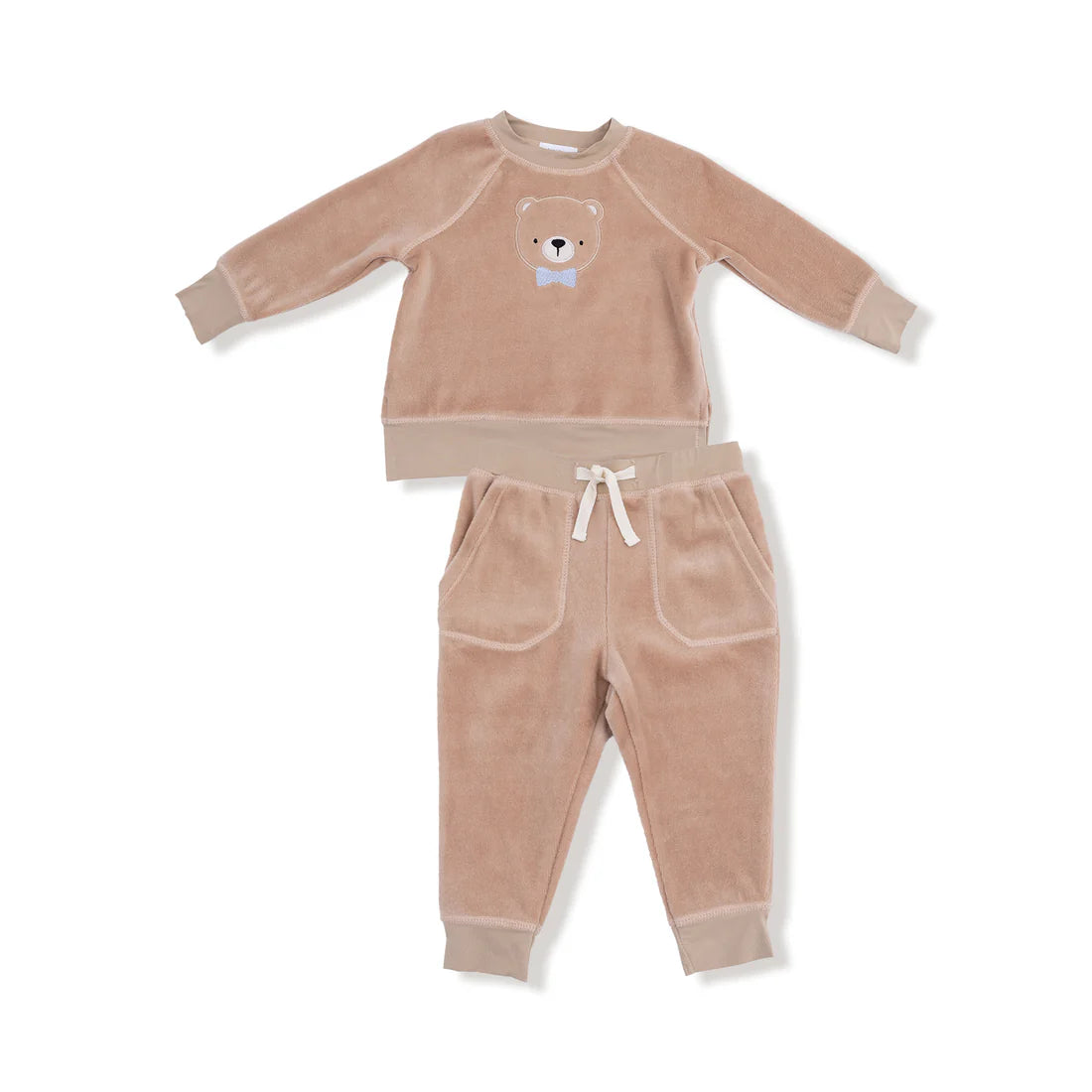 Angel Dear Raglan Sweatshirt + Jogger Set II Velour Teddy Bear