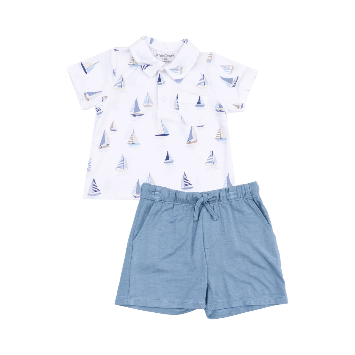 Angel Dear Sailboats Blue Polo Shirt & Short Set