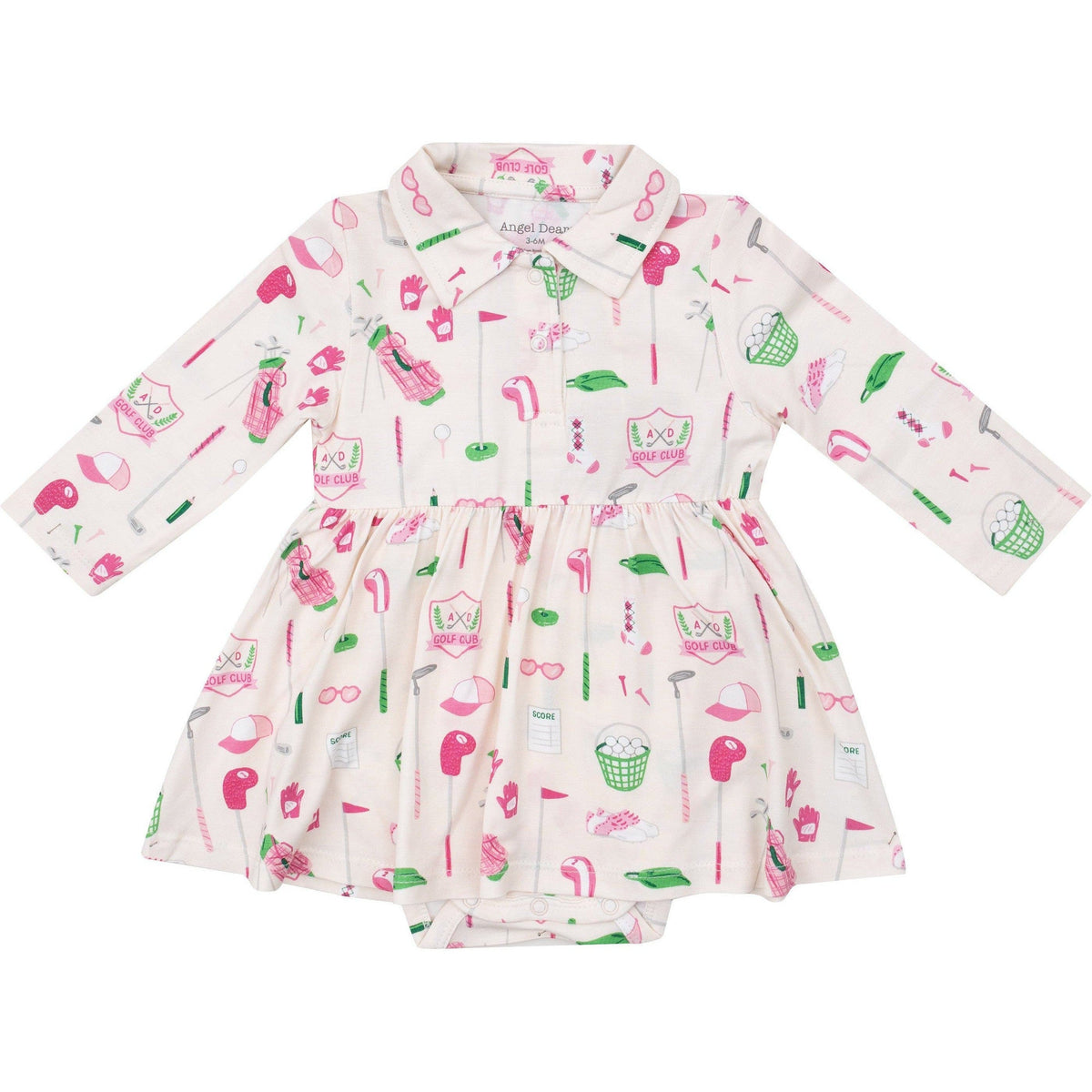 Angel Dear Golf Club Pink Long Sleeve Polo Bodysuit Dress