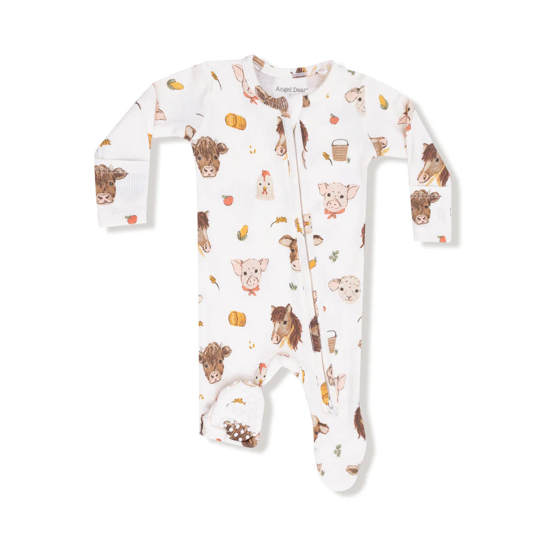 Angel Dear 2 Way Zipper Footie- Vintage Baby Farm Animals