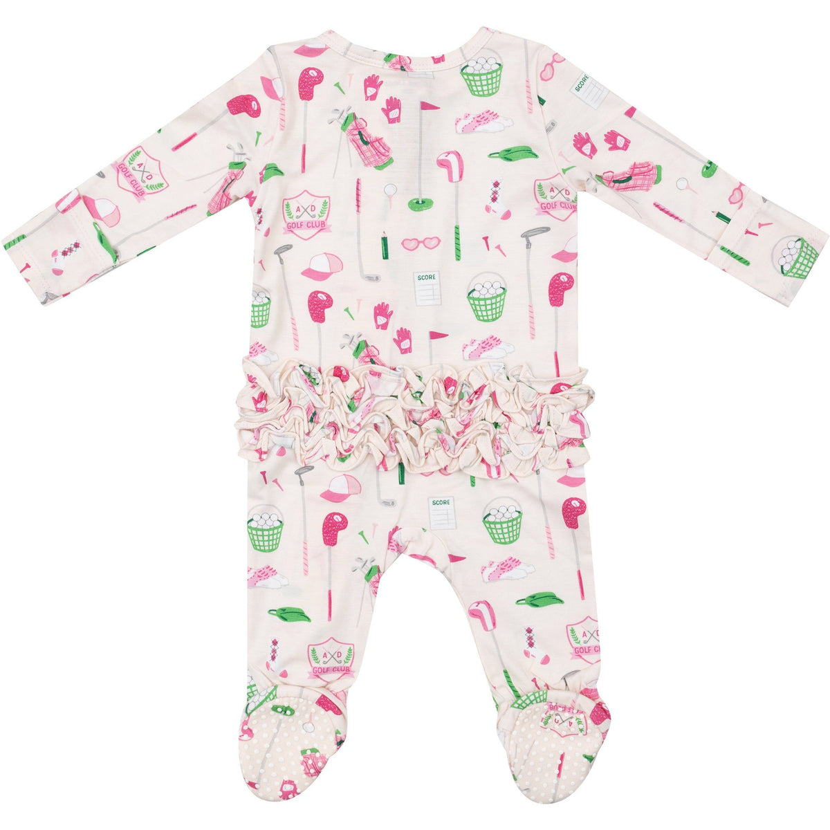 Angel Dear Golf Club Pink 2-Way Zipper Ruffle Back Footie