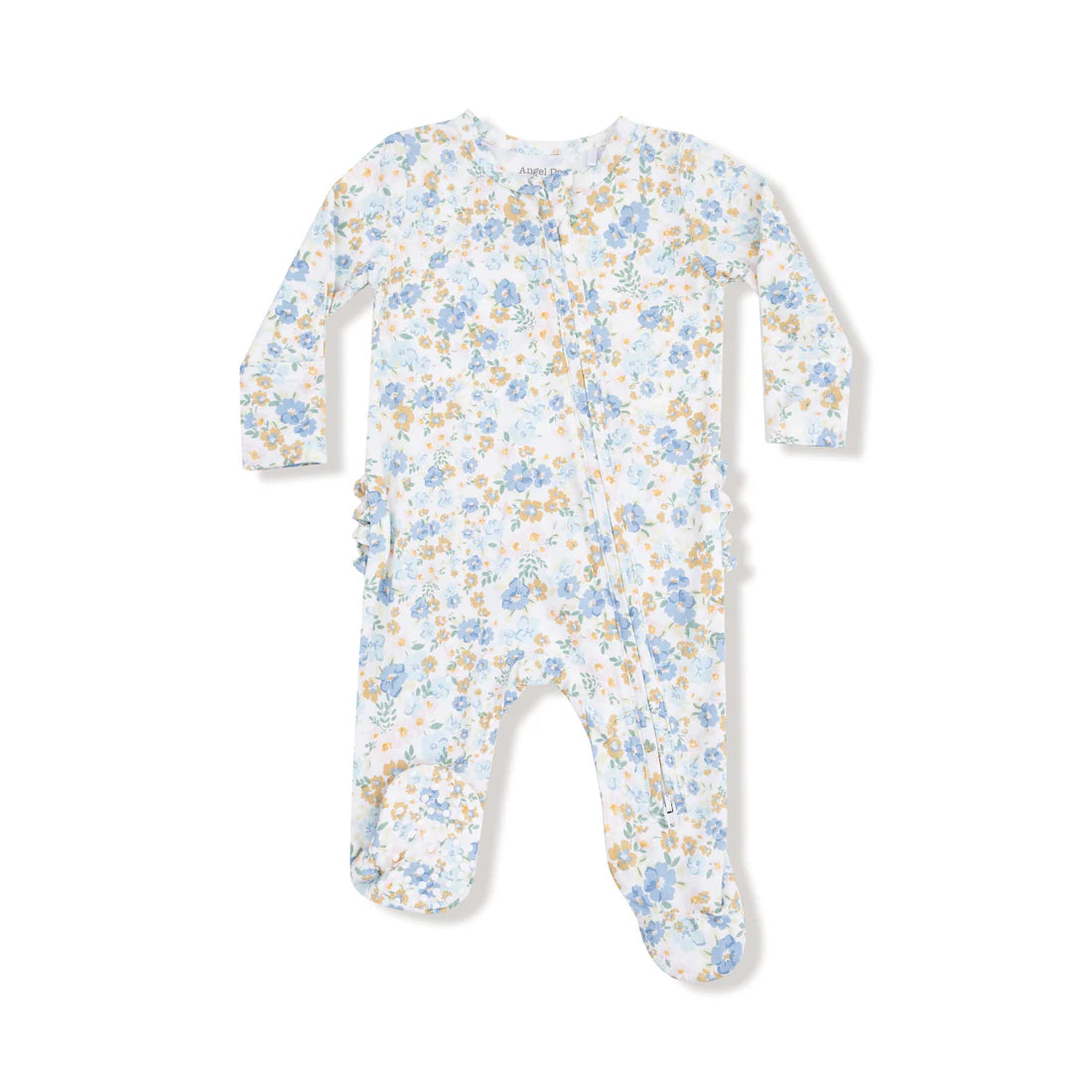 Angel Dear 2 Way Zipper Ruffle Back Footie- Sweet Rose Calico