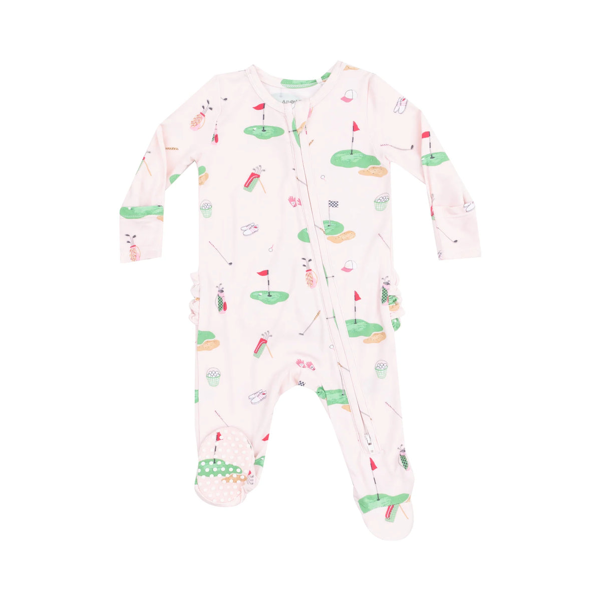 Angel Dear Golf Things Pink 2-Way Zipper Ruffle Back Footie
