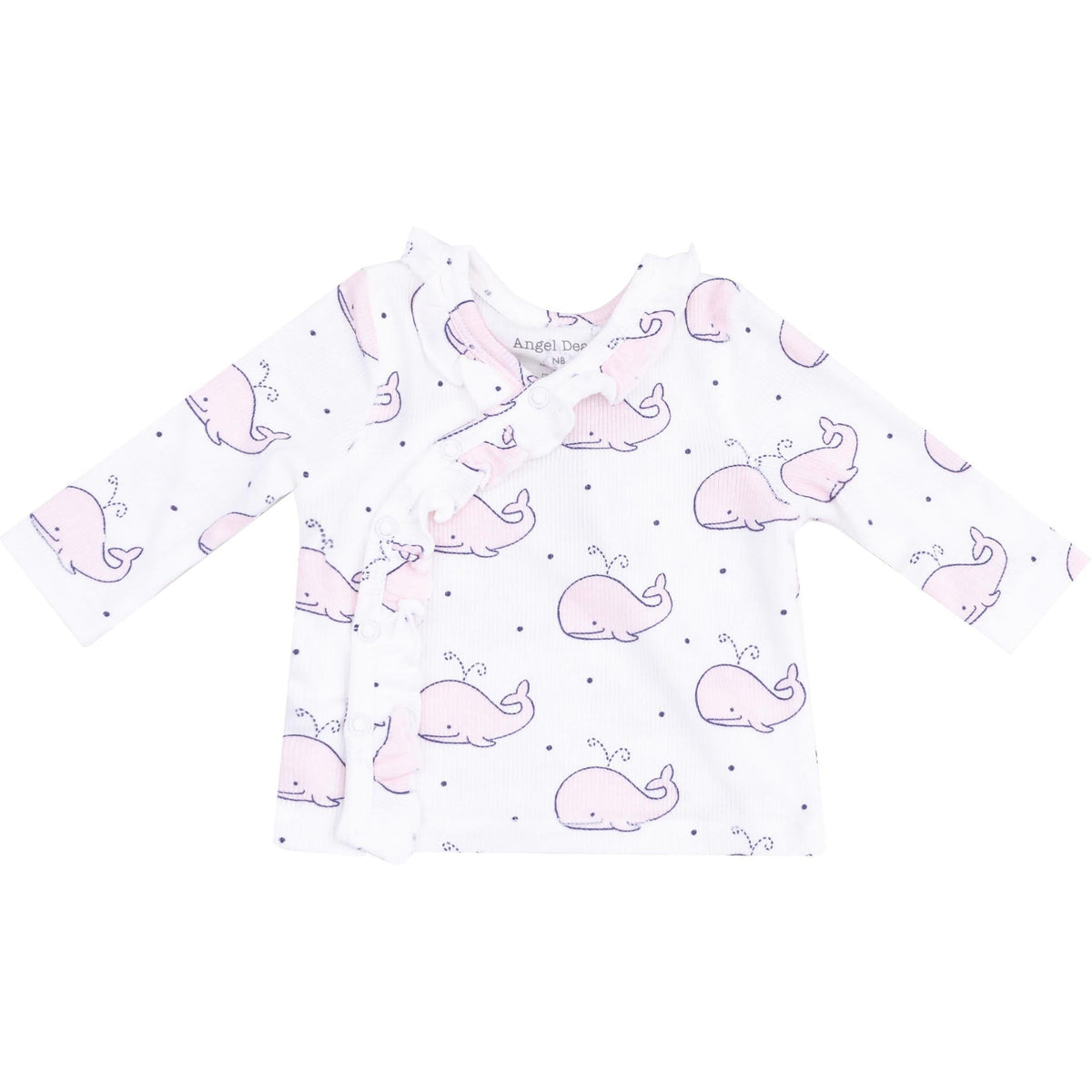 Angel Dear Bubbly Whale Ribbed Take Me Home Set with Roll Over Cuff Pant | Pink