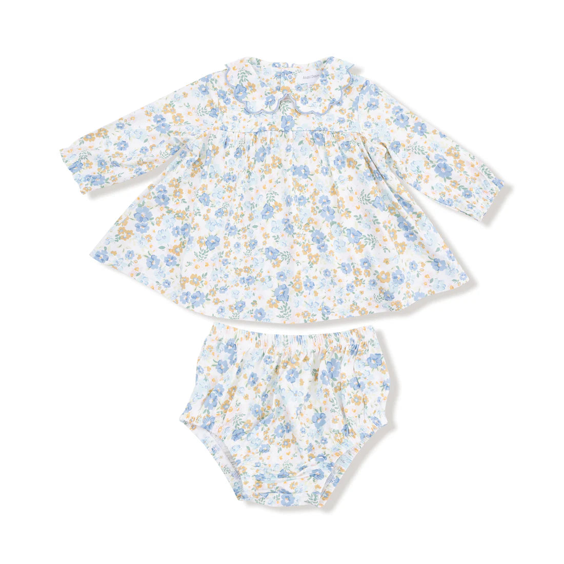 Angel Dear Long Sleeve Petal Collar Dress and Bloomer- Sweet Rose Calico