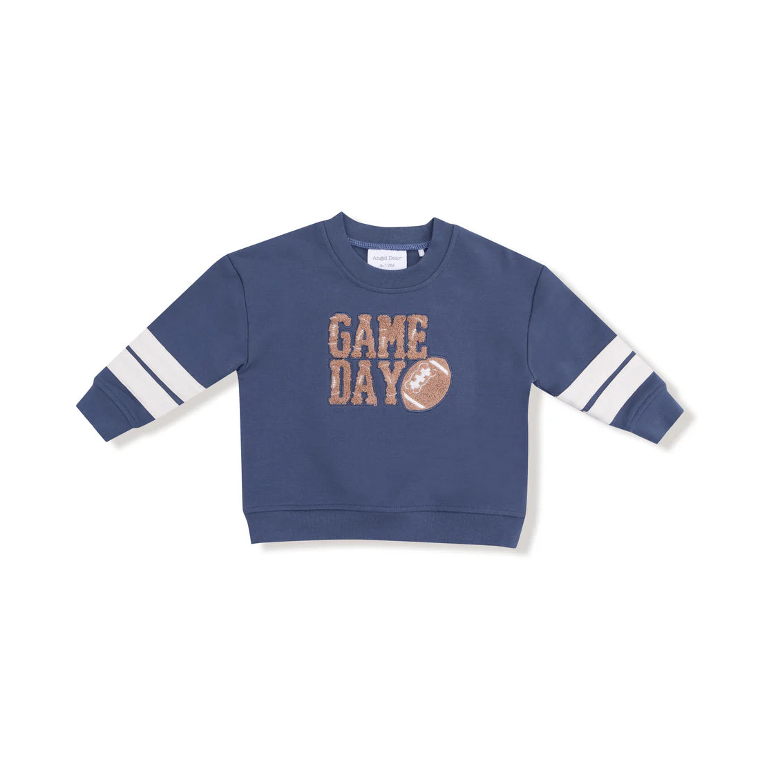 Angel Dear Cozy Drop Sleeve Sweatshirt with Varsity Stripes II Vintage Indigo