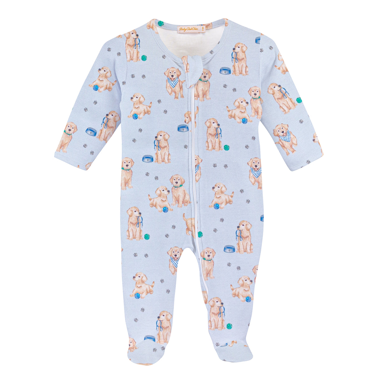 Baby Club Chic Puppy Adventures Zipped Footie