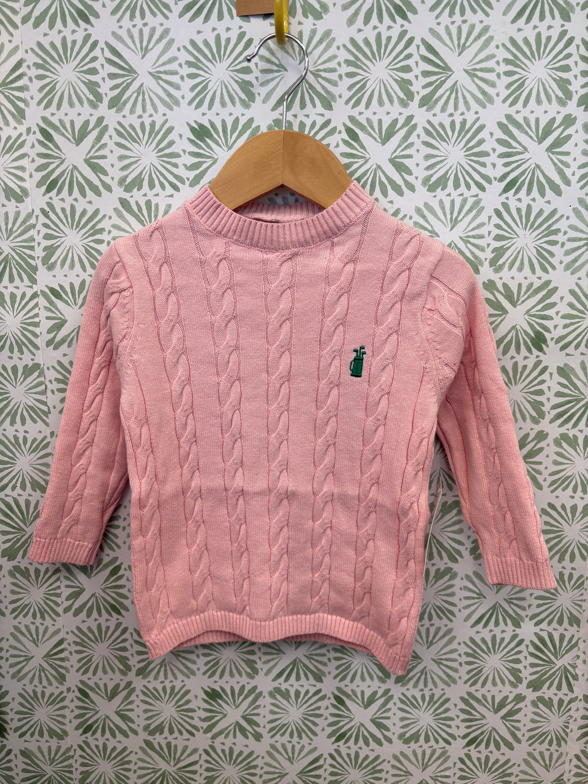 Claver Cable Knit Golf Sweater- Pink