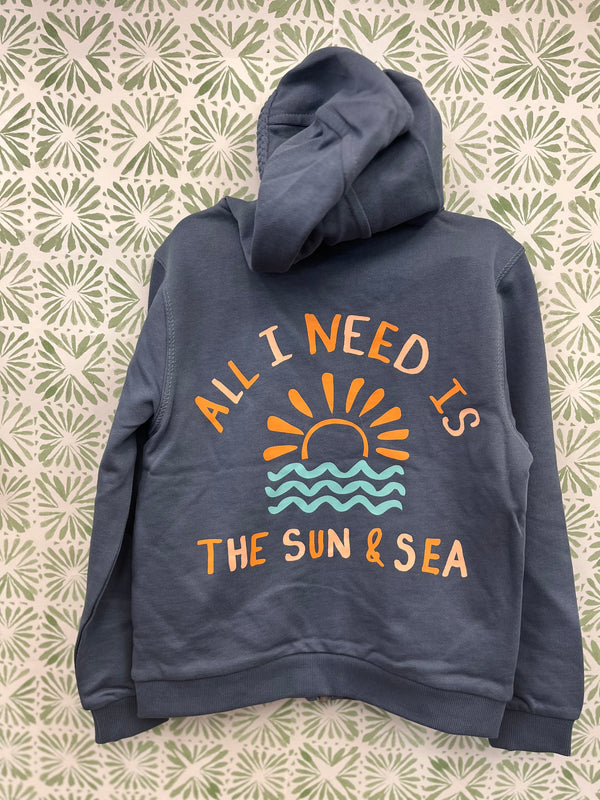 Batela All I Need Is The Sun and Sea Blue Hooded Sweat Shirt