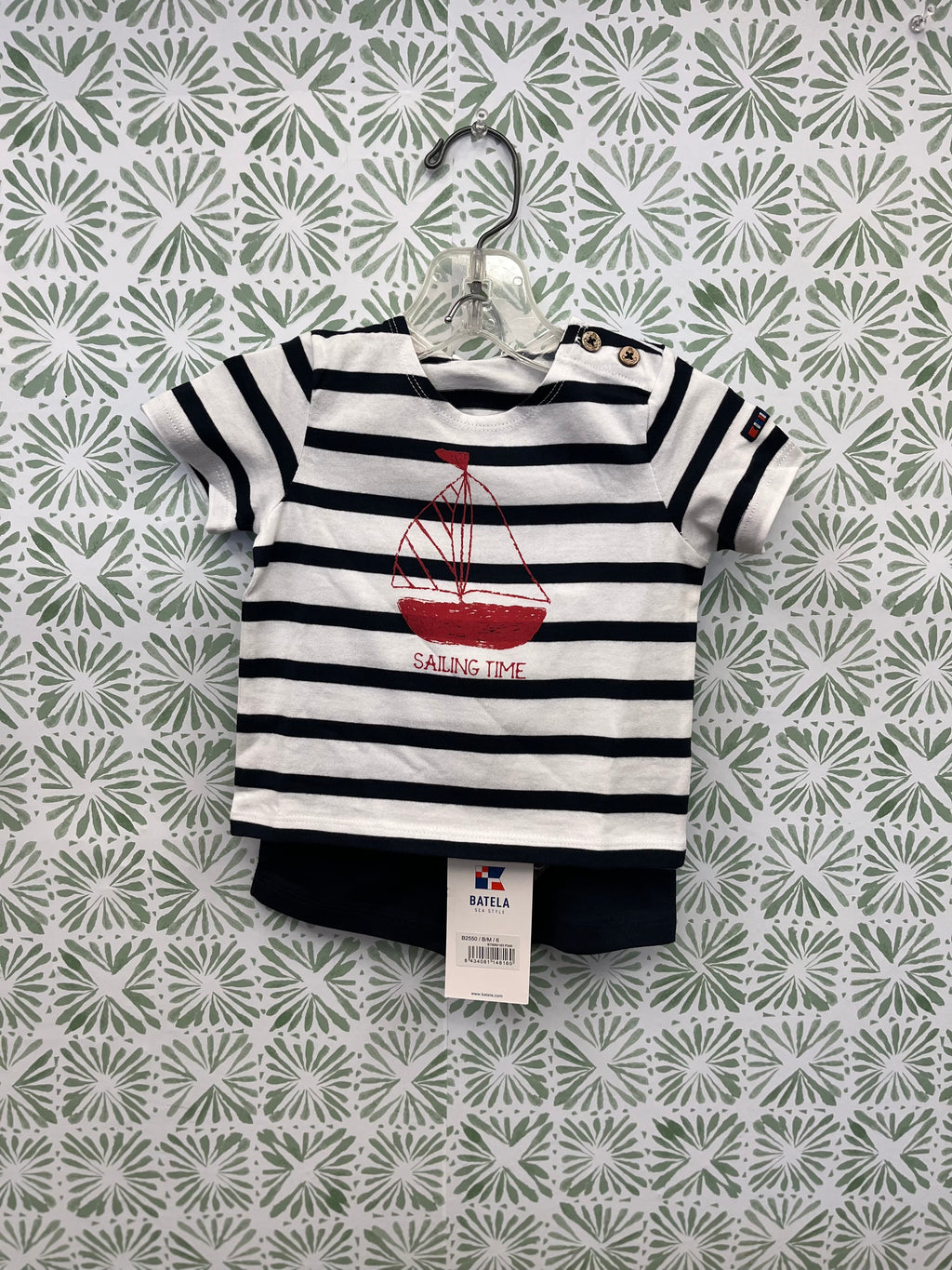 Batela Kids Nautical Rain Jacket with Stripe Cotton Lining Teal