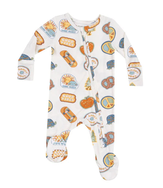 Angel Dear Groovy Vibes Stickers 2-Way Zipper Footie