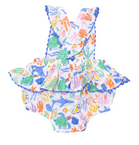 Angel Dear Ric-Rac Ruffle Sunsuit - Colorful Reef