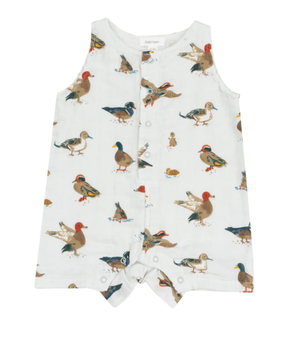 Angel Dear Sleeveless Shortie Romper - Ducks