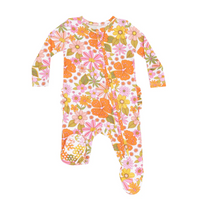 Angel Dear 2 Way Zipper Ruffle Back Footie - Boho Beachy Floral