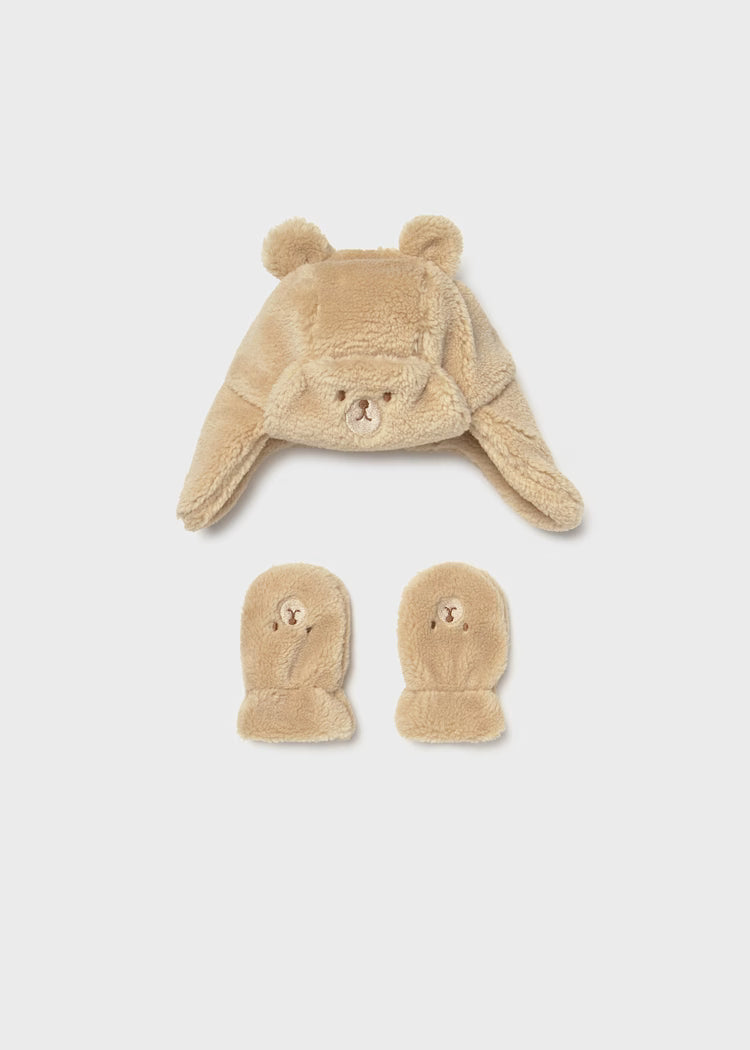 Mayoral Baby Hat and Mittens Set with Bear