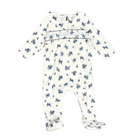 Viverano Floral Smocked Pointelle Knit Baby Footie