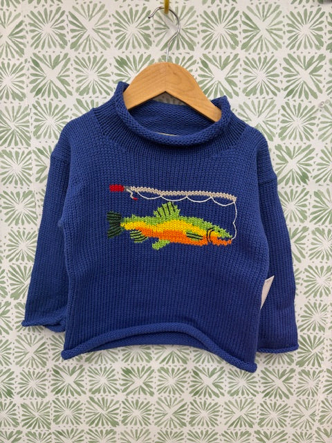 Claver Fish Sweater in Blue