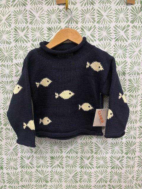 Claver Navy Multi Fish Sweater