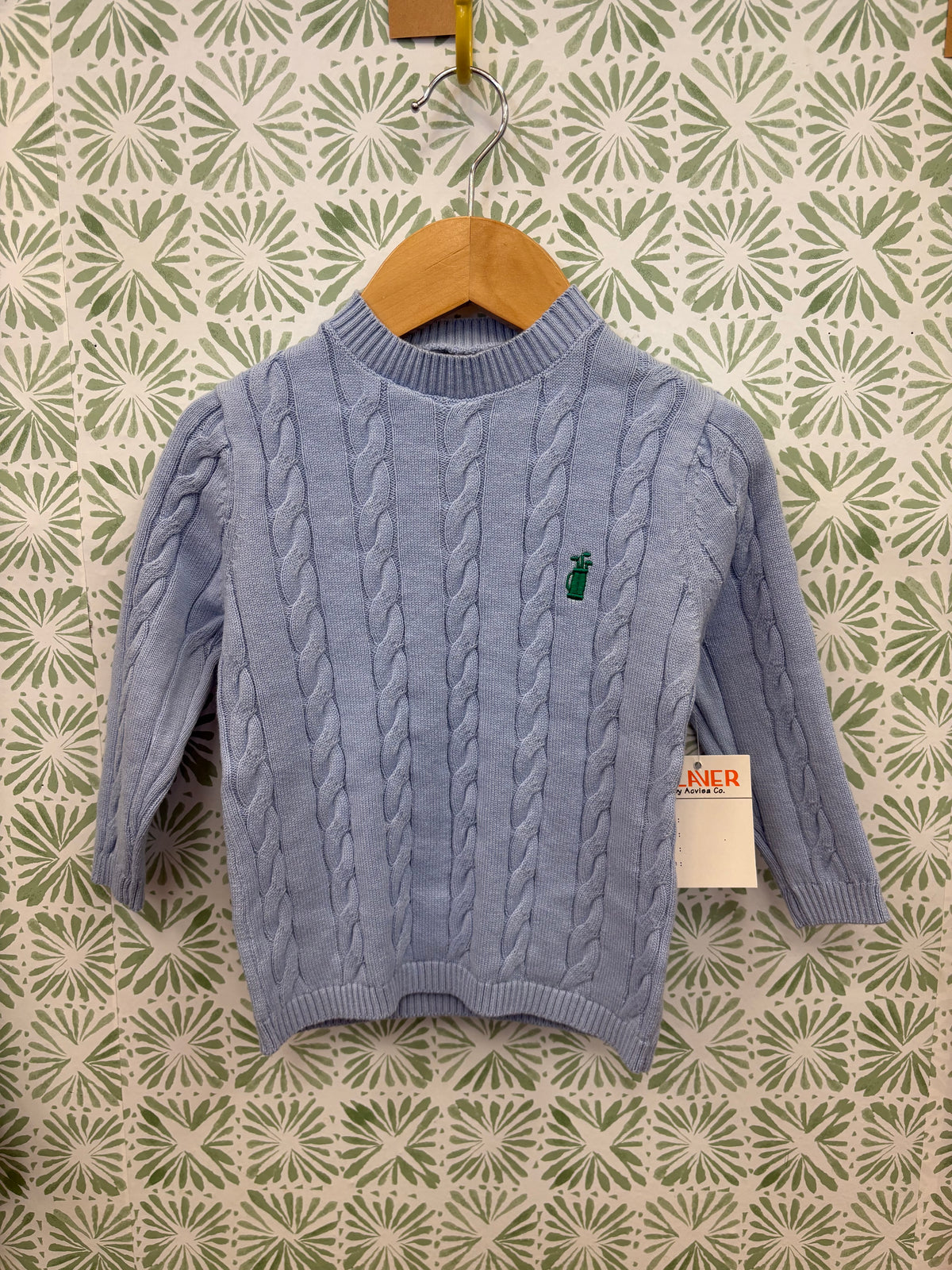 Claver Cable Knit Golf Sweater- Blue