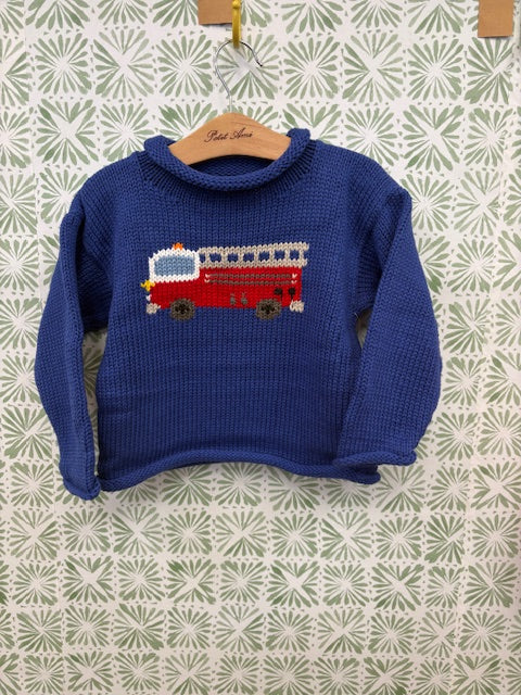 Claver Fire Truck Sweater II Royal Blue