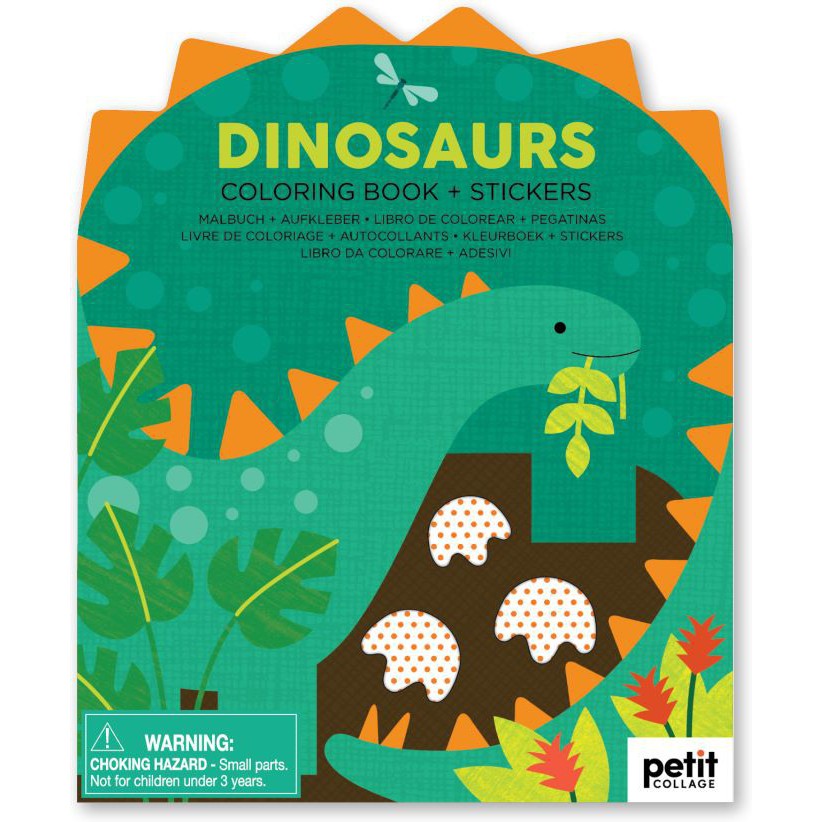 Petit Collage Coloring Book With Stickers: Dinosaurs
