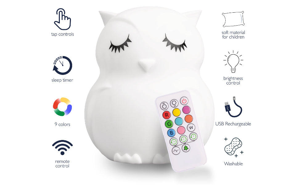 LumiPets LED Nightlight with Remote - Owl