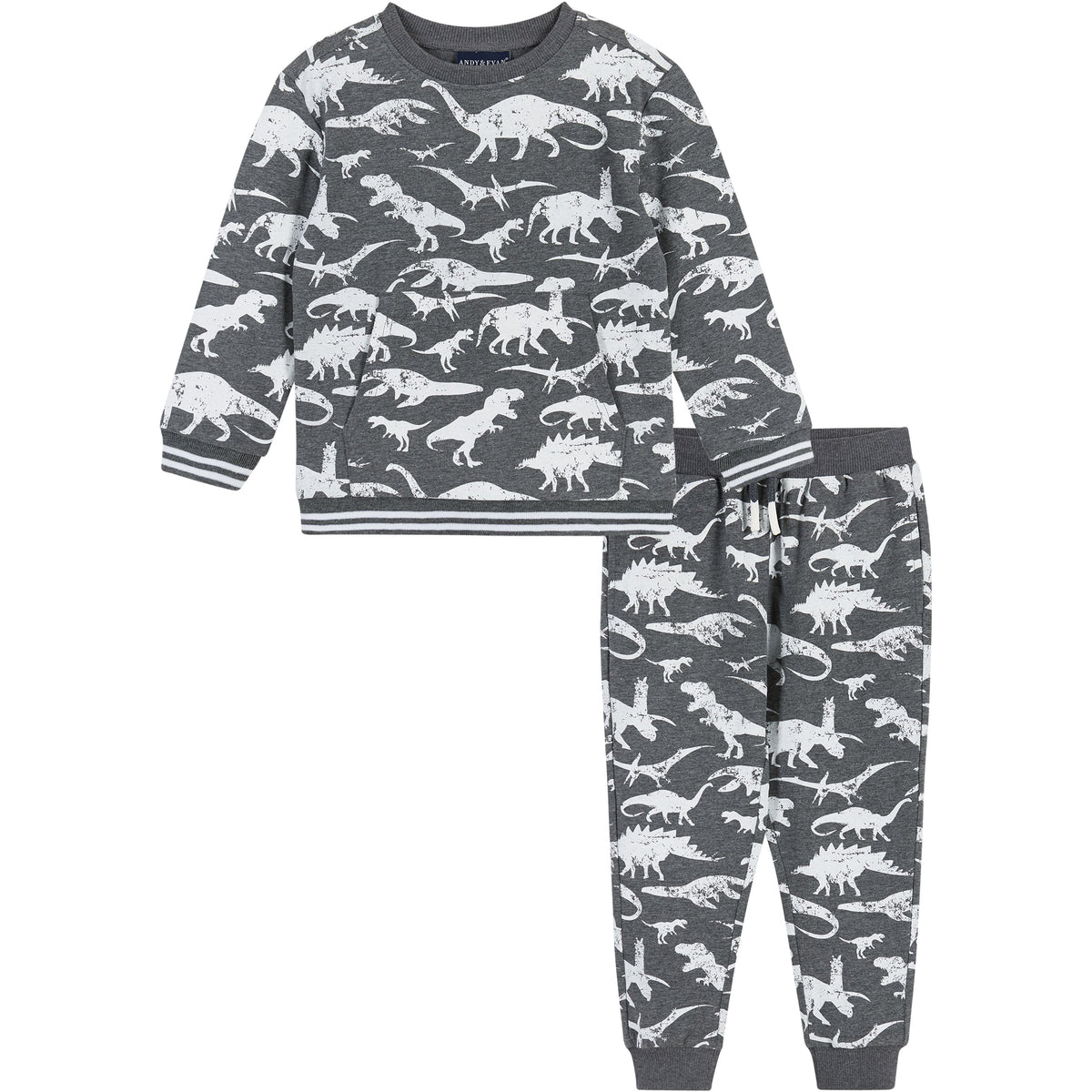 Andy & Evan Distressed Dino Crewneck Sweat Set