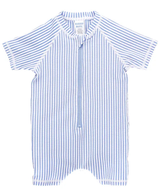 Ruffle Butts Periwinkle Blue Short Sleeve One Piece Rash Guard