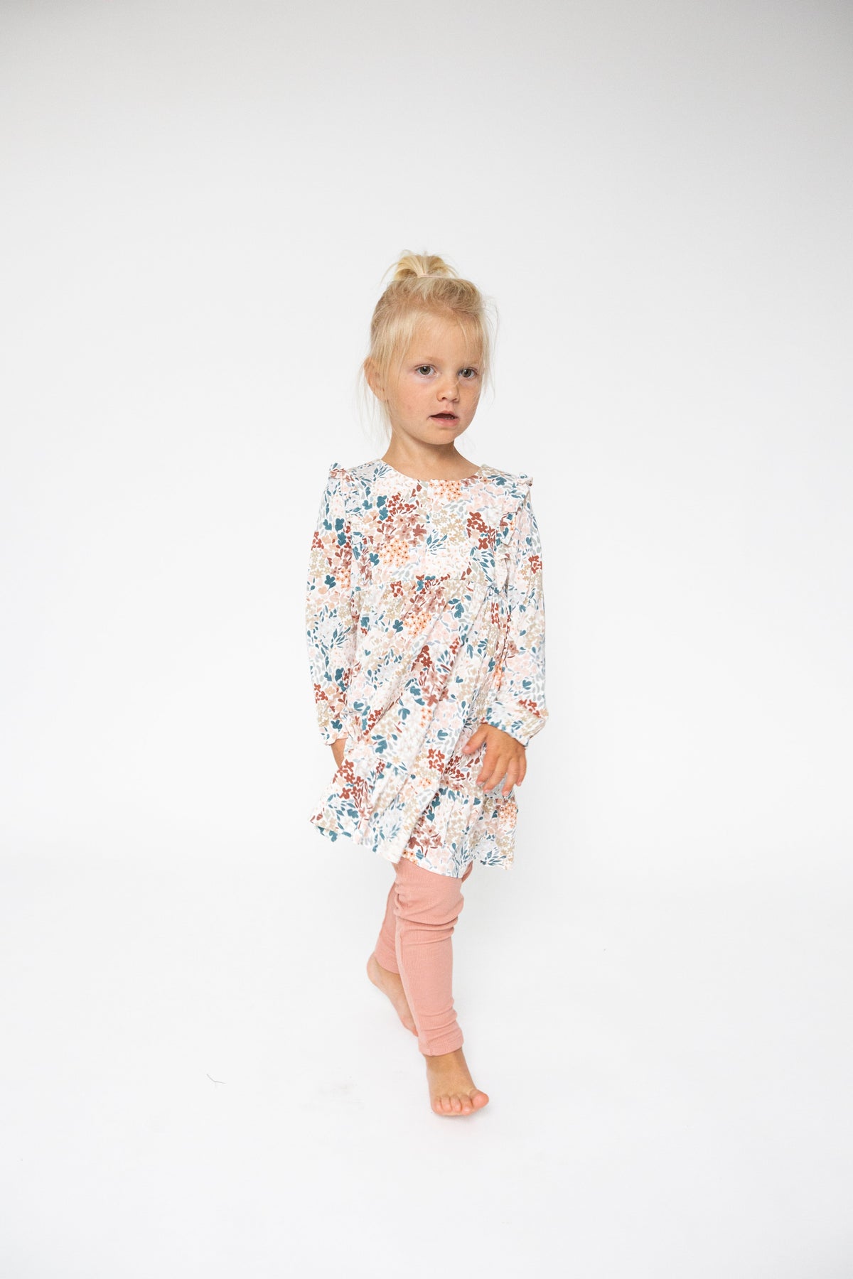Angel Dear Painted Fall Floral Ruffle Tiered Dress and Legging
