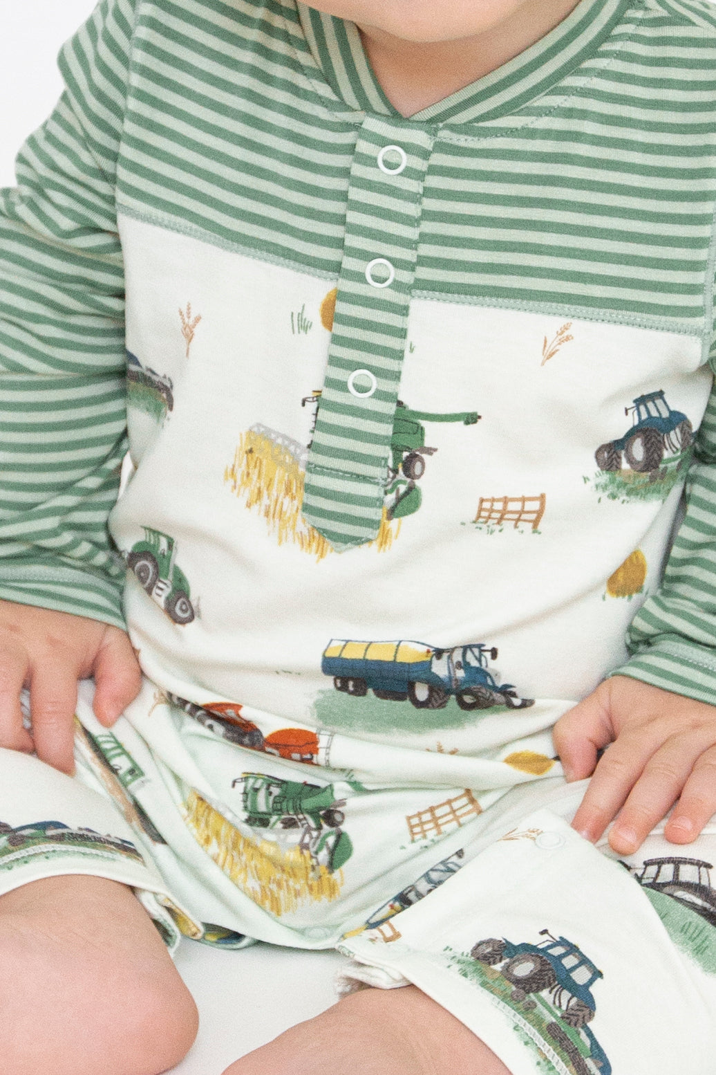 Angel Dear Farm Machines Romper with Contrast Sleeve