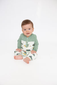 Angel Dear Farm Machines Romper with Contrast Sleeve