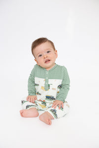 Angel Dear Farm Machines Romper with Contrast Sleeve