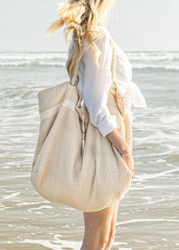 Coco Village- Oversized 100% Organic Cotton Reversible Beach Bag- Sand