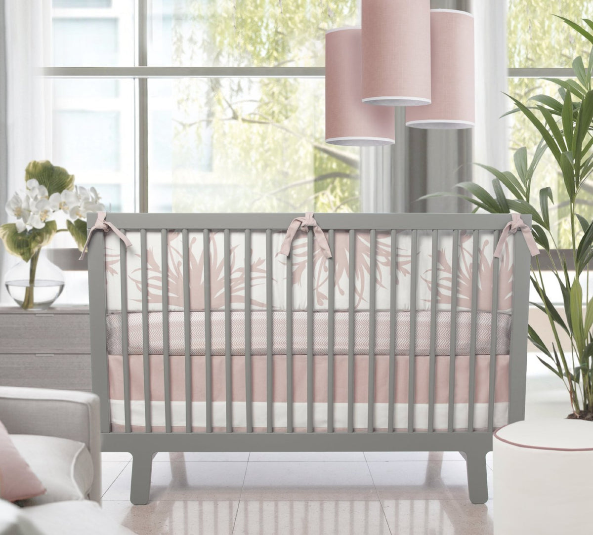 Oilo Solid Crib Skirt - Blush