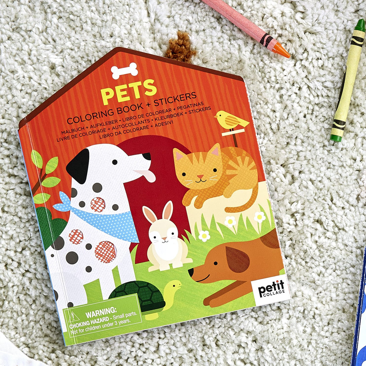 Petit Collage Coloring Book with Stickers: Pets