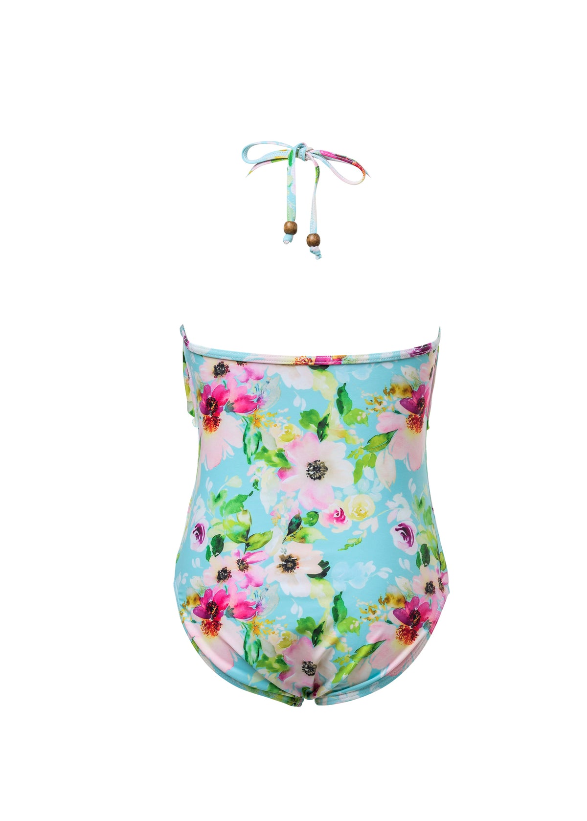 Snapper Rock WATERCOLOR FLORAL FRILL HALTER SWIMSUIT