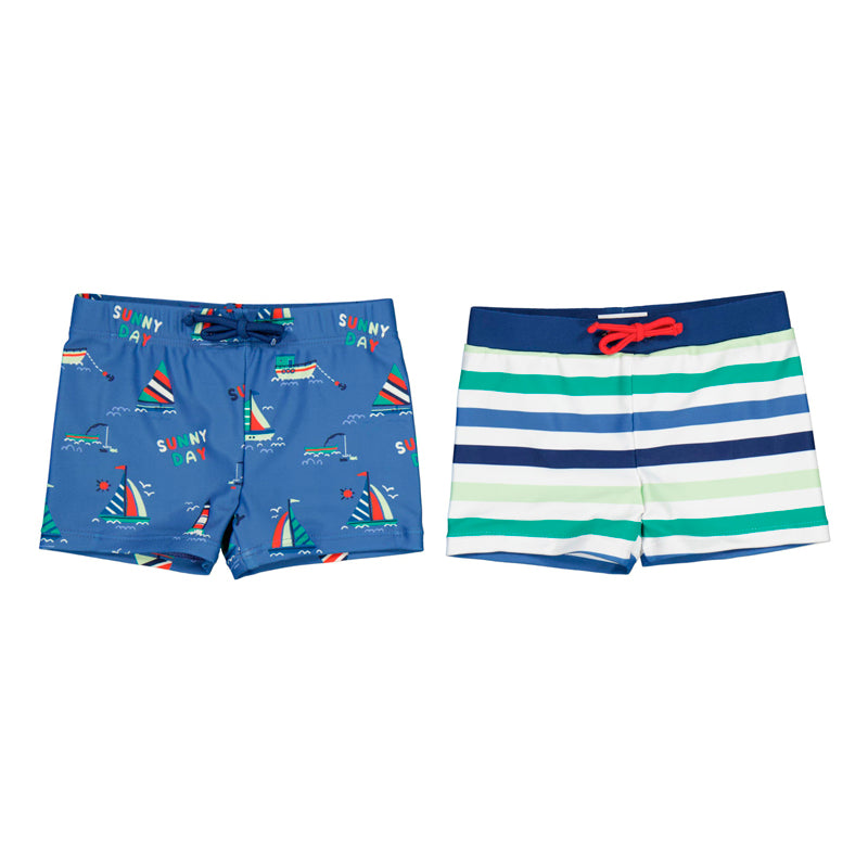 Mayoral set of 2 swim shorts - sailboats and stripes