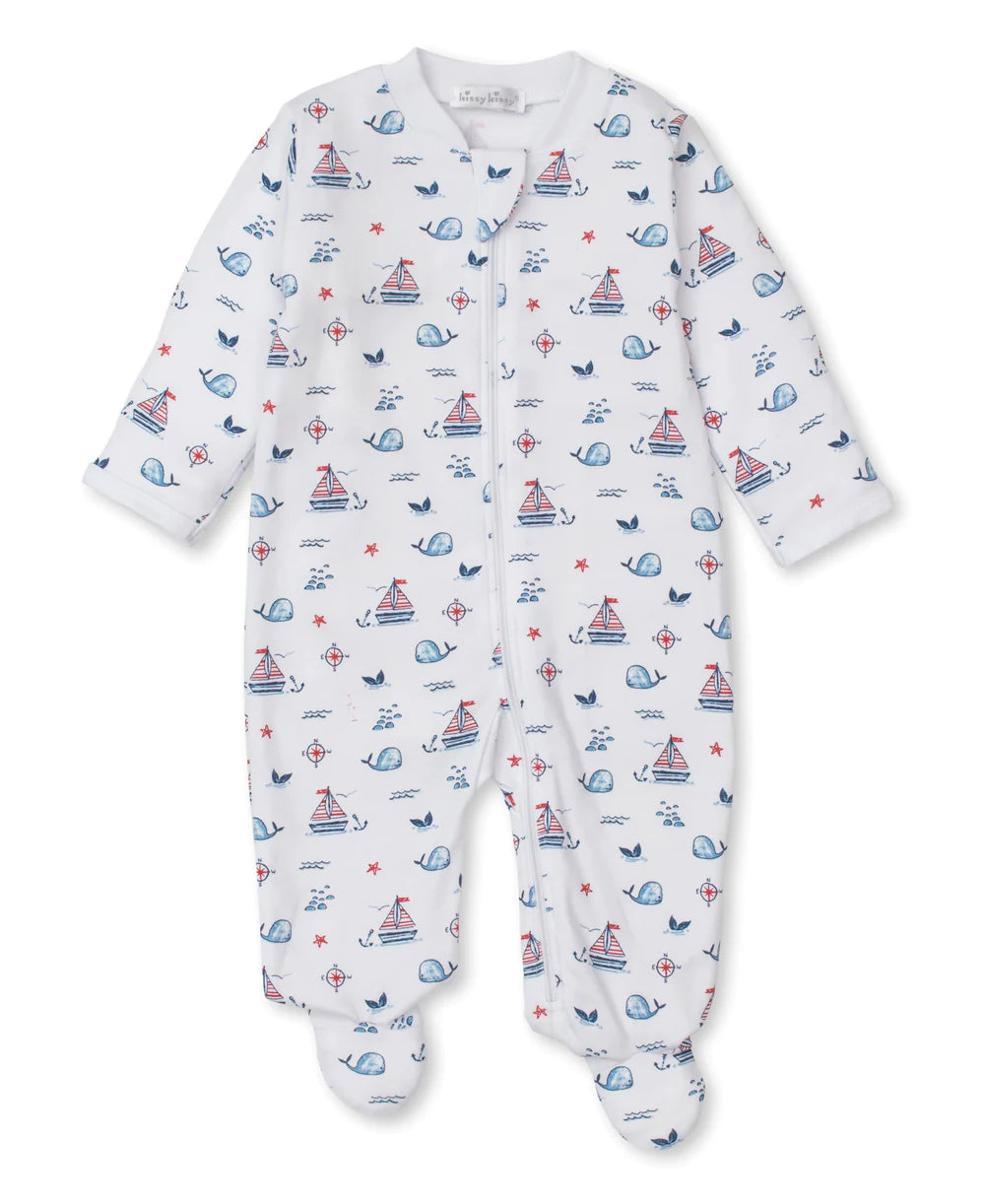 Kissy Kissy Sails n Whales Zip Footie