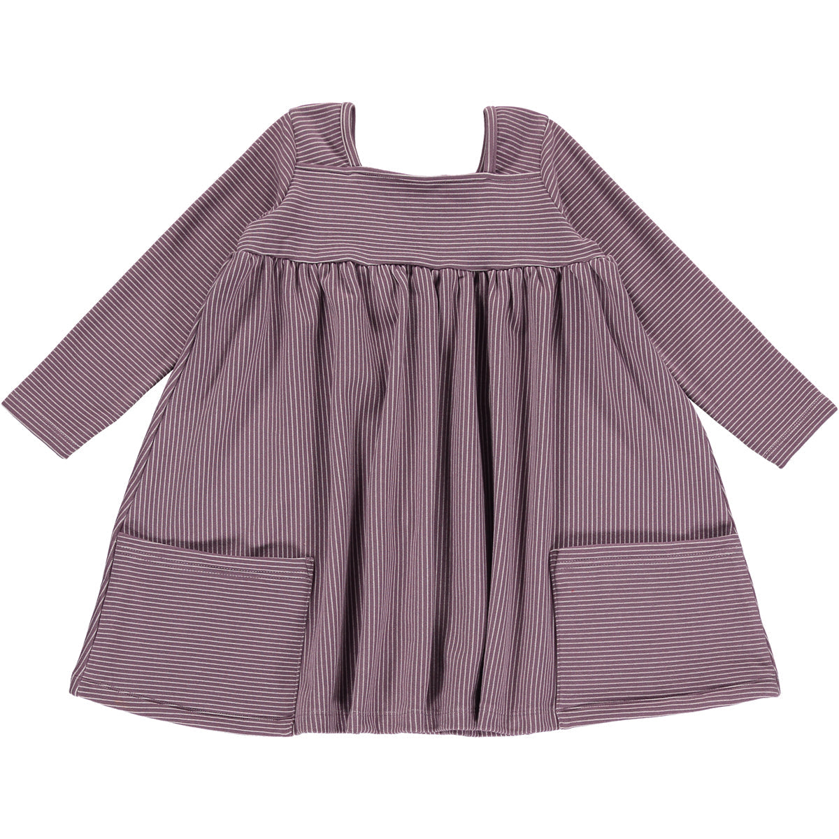 Vignette Rylie Dress Long Sleeve | Purple & Cream Stripe