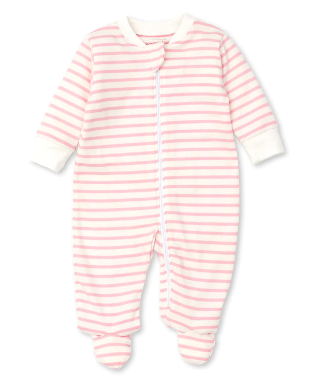 Kissy Love Basics Stripes Zip Footie pink, navy, green