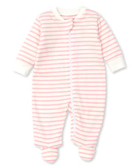 Kissy Love Basics Stripes Zip Footie pink, navy, green